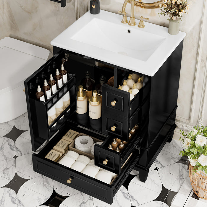 Sophia 24\" Bathroom Vanity with Ceramic Sink, Black