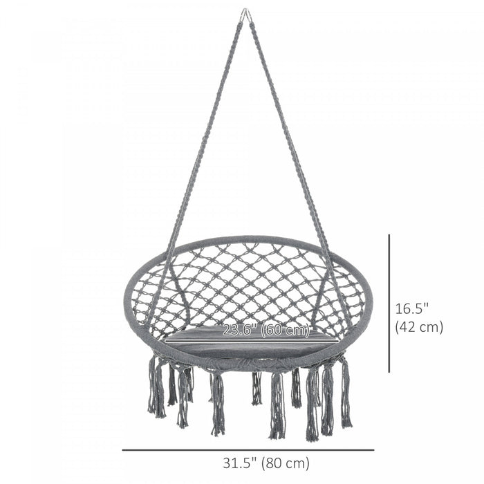 Outsunny Hanging Rope Deck Hammock, Dark Grey