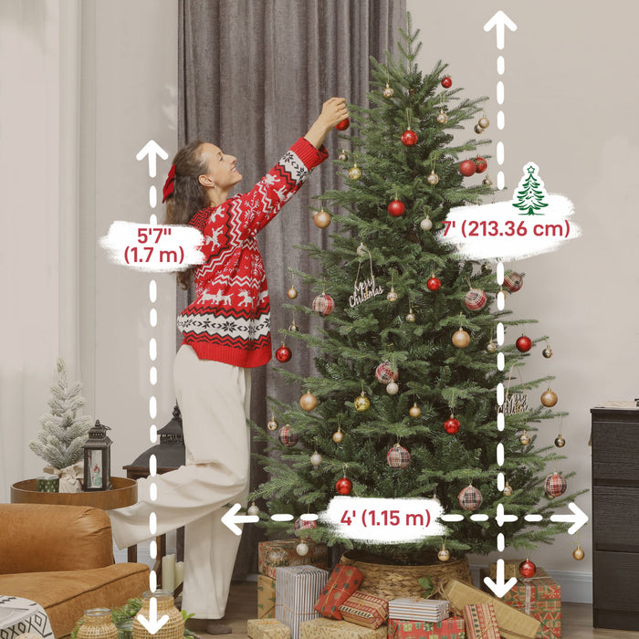 HOMCOM 7 ft Christmas Tree, Full Realistic Ponderosa Fir, Easy Assembly