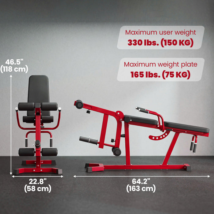 Soozier 3-in-1 Leg Extension and Curl Machine, 660LBS Capacity, Red