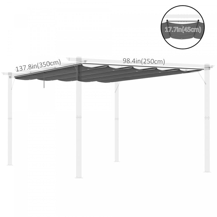 Outsunny Retractable Replacement Pergola Canopy For 10' X 13' Pergola, Pergola Cover Replacement, Dark Grey