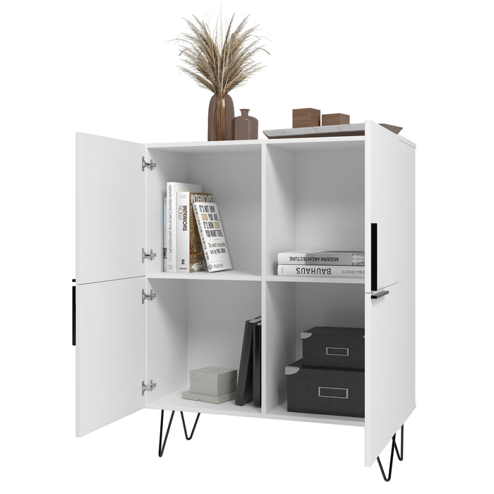 Manhattan Comfort Beekman Low 4-Shelf Accent Cabinet - White