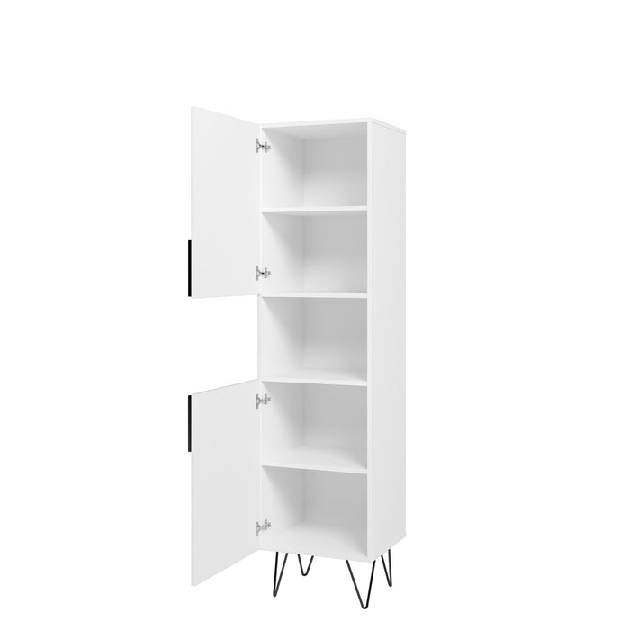 Manhattan Comfort Beekman 17.51\" Narrow Bookcase Cabinet with 5 Shelves - White