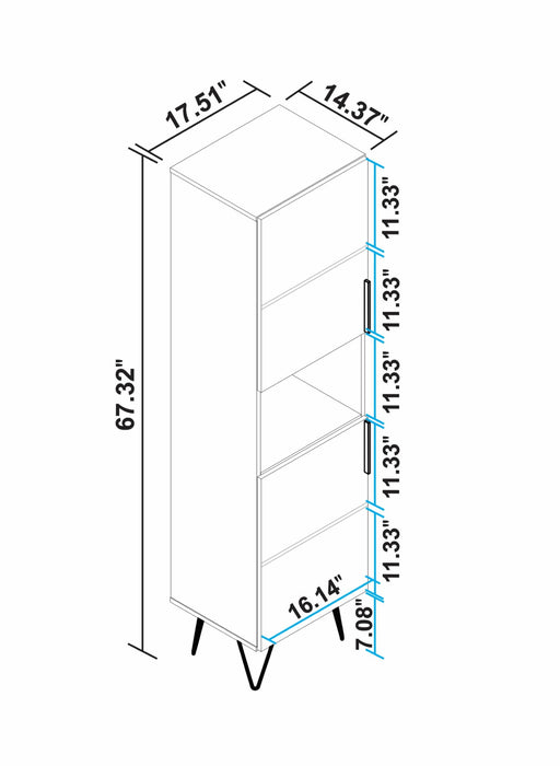 Manhattan Comfort Beekman 17.51\" Narrow Bookcase Cabinet with 5 Shelves - Brown & Pink