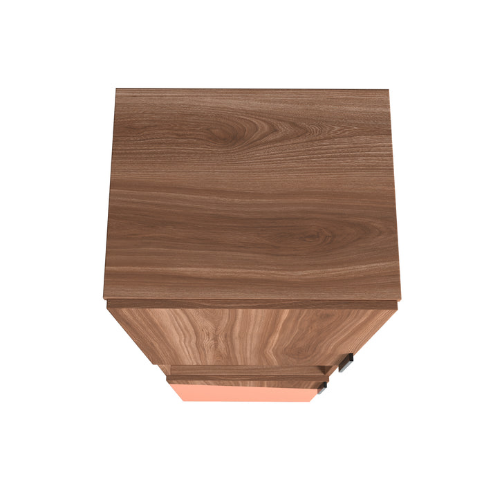 Manhattan Comfort Beekman 17.51\" Narrow Bookcase Cabinet with 5 Shelves - Brown & Pink