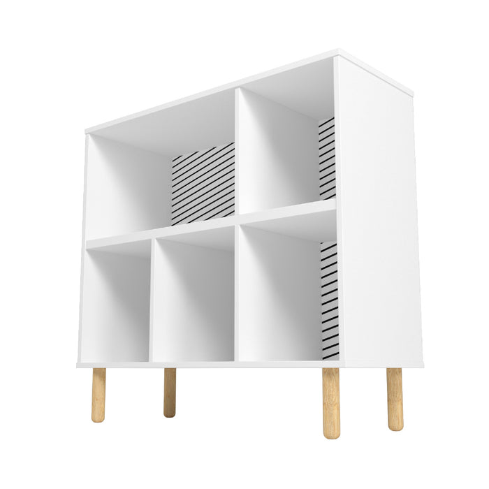 Manhattan Comfort Essex 33.66\" Low Bookcase with 5 Shelves - White & Zebra