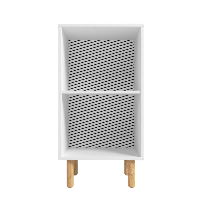 Manhattan Comfort Essex Nightstand with 2 Shelves - White & Zebra