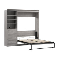 Bestar Versatile Full Murphy Bed Closet Organizer with Drawers (84 W) - Platinum Grey