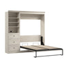 Bestar Versatile Full Murphy Bed Closet Organizer with Drawers (84 W) - Linen White Oak