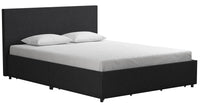 Novogratz Kelly Linen Fabric Queen Bed with Storage Drawers - Dark Grey