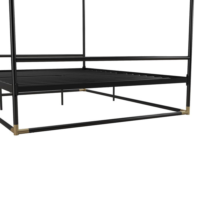 Cosmoliving By Cosmopolitan Celeste Canopy Metal Queen Bed - Black/Gold