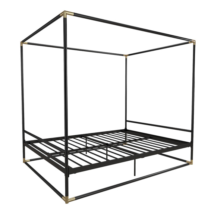 Cosmoliving By Cosmopolitan Celeste Canopy Metal Queen Bed - Black/Gold