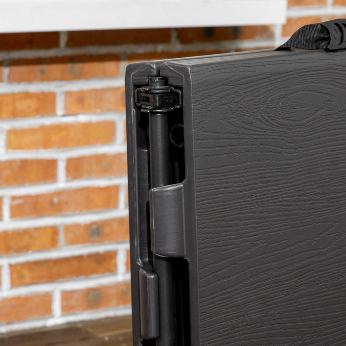 Outsunny Foldable Outdoor Dining Table For 4, Height Adjustable Steel Legs