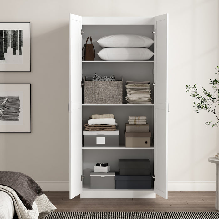 Cornelia Modern 30\" Storage Cabinet in White (4-Shelf)