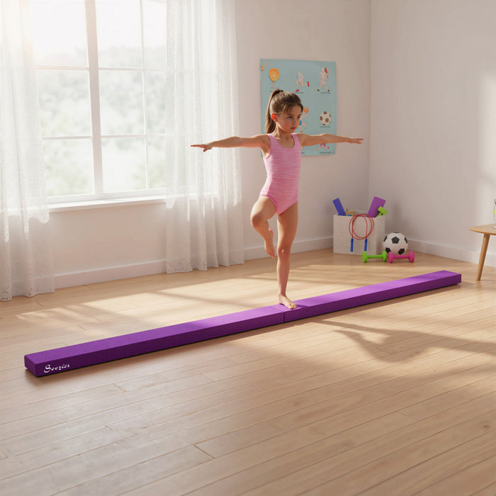 Soozier 7FT Folding Balance Beam, Gymnastics Beam w/Suede Surface, Purple
