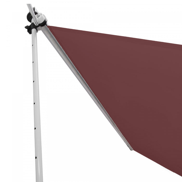 Outsunny 10x5ft Manual Retractable Awning, Patio Sun Shade Canopy Shelter With 5.6-9.2ft Support Pole, Water Resistant Uv Protector, For Window, Door, Porch, Deck, Wine Red