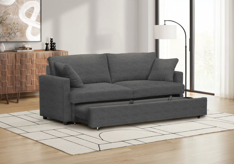 Sleeper Sofa, 78\" Length, Convertible Sofa Bed, Dark Grey Fabric, Contemporary, Modern Sleeper Sofa