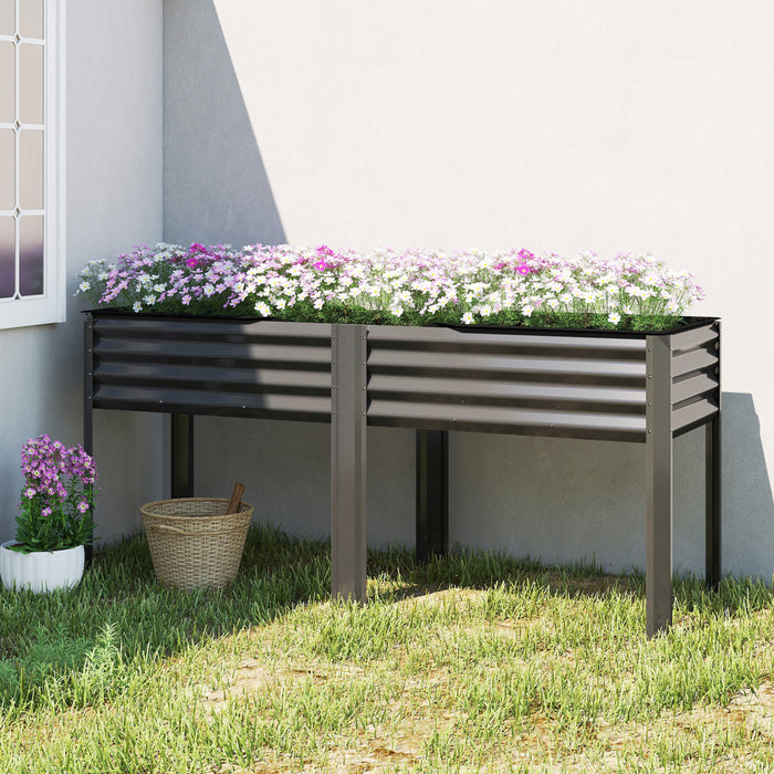Outsunny Galvanized Raised Garden Bed with Legs, 71\" x 22\" x 31.5\"