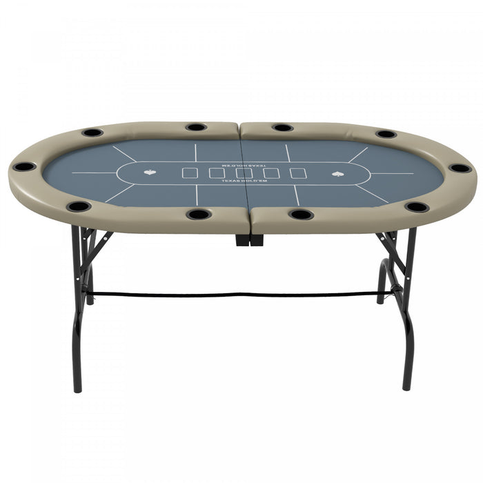Soozier 70\" Foldable Poker Table, 8 Player Blackjack Game Table, Blue