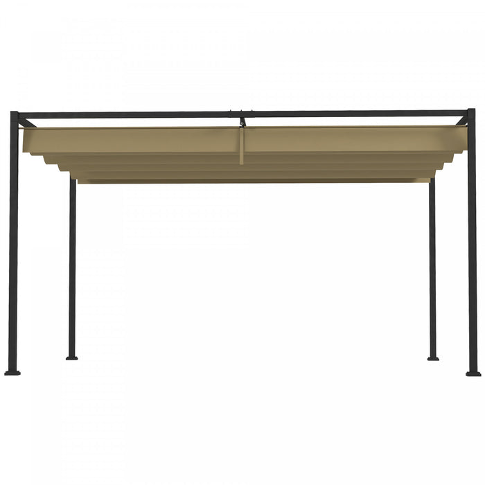 Outsunny 10' X 7' Patio Pergola With Retractable Canopy, Khaki
