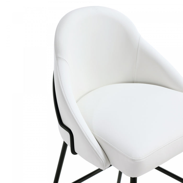 Gracie Modern Metal Upholstered Counter Stool in White and Black - Set of 3