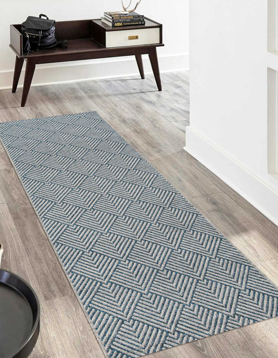Laura Contemporary 2'0\" x 6'0\" Runner Rug in Blue Indoor Area Rug
