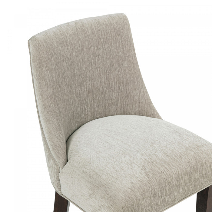 Beever Modern Chenille Wood Upholstered Barstool in Taupe - Set of 2 Bar Stool