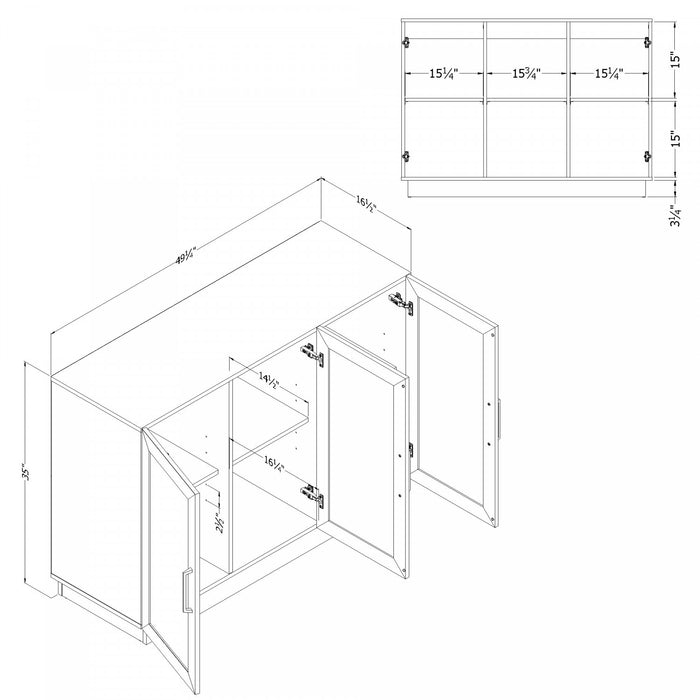 Arum Contemporary 3-Door Dining Room Buffet with doors Black Oak and Natural Ash - South Shore Kitchen Storage