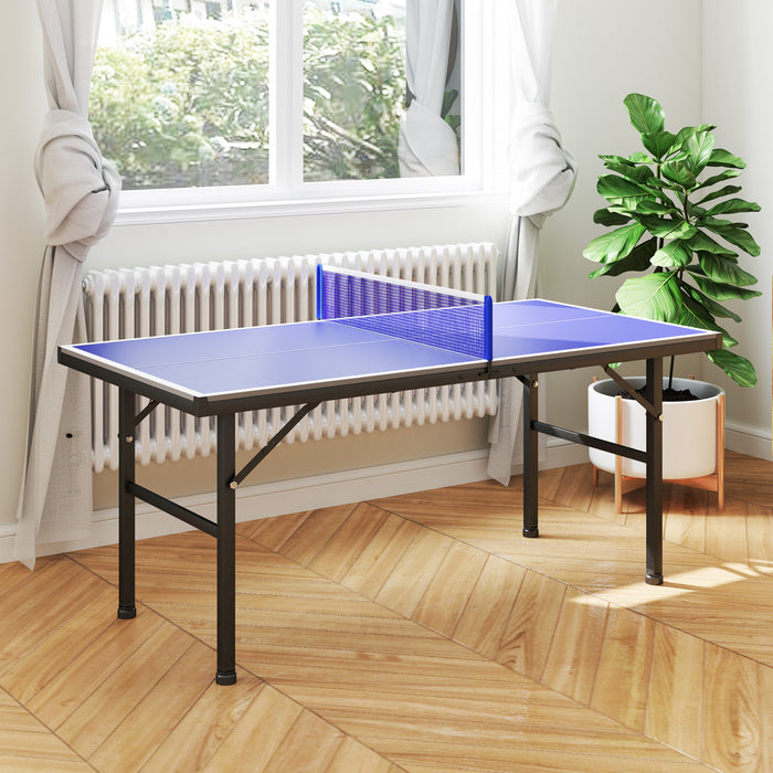 Soozier Mini Ping Pong Table With Adjustable Feet For Outdoor Indoor, Blue