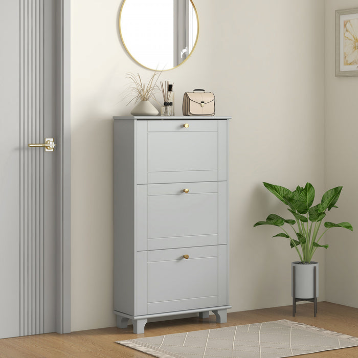 HOMCOM Modern Shoe Cabinet with 3 Flip Drawers for 12 Pairs of Shoes