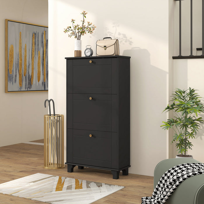 HOMCOM Modern Shoe Cabinet with 3 Flip Drawers for 12 Pairs of Shoes
