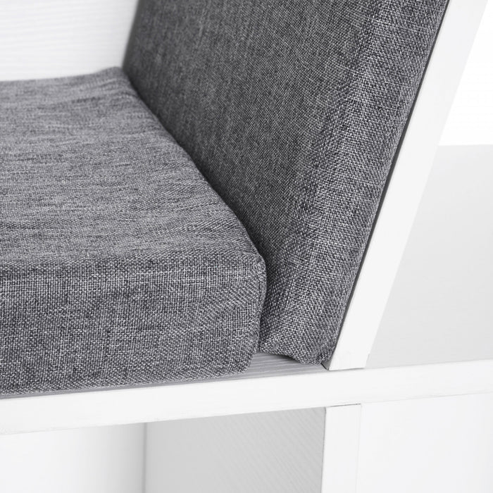 HOMCOM 6-Cubby Bookcase Bookshelf with Cushion Reading Nook, Grey