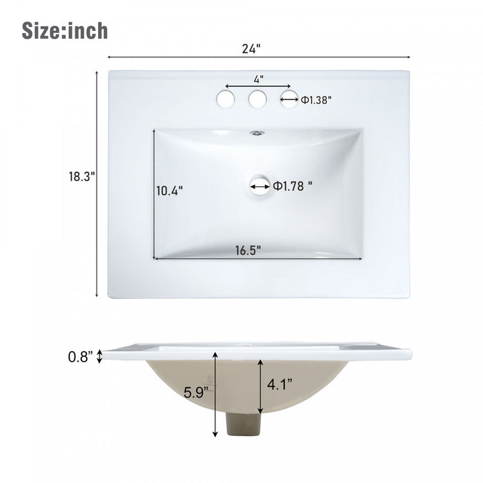 Emily 24\" Modern Wall-mounted Bathroom Vanity With Ceramic Sink - Green