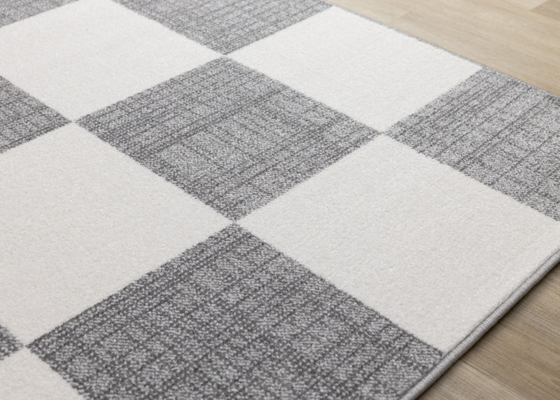 Covington Grey White Checkered Pattern Rug, 7'10\" x 10'6\" Indoor Area Rug