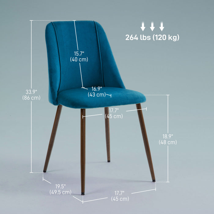 HOMCOM Dining Chairs Set of 4, Velvet Accent Chair, Dark Blue