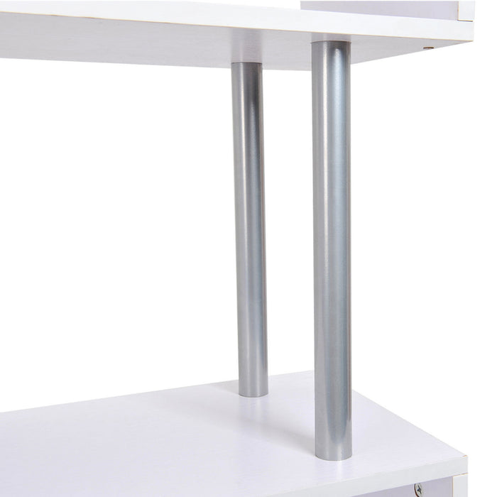 HOMCOM 5-Tiers Bookcase Z-Shape Storage Bookshelf Display with Metal Frame