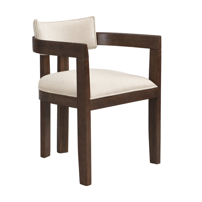 Evelyn Rubberwood Dining Chair with Armrests and Upholstery Seating Set of 2,Walnut