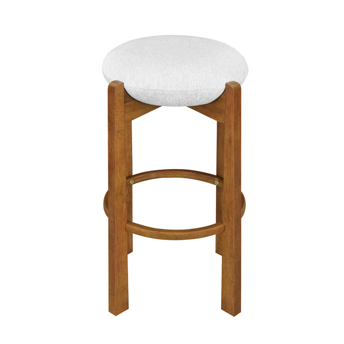 Olivia Rubberwood Indoor Round Seat Bar Stool Set of 2 with Durable Frame and Fabric