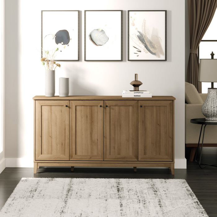 Prepac Yaletown 4-Door Buffet Console - Natural Oak