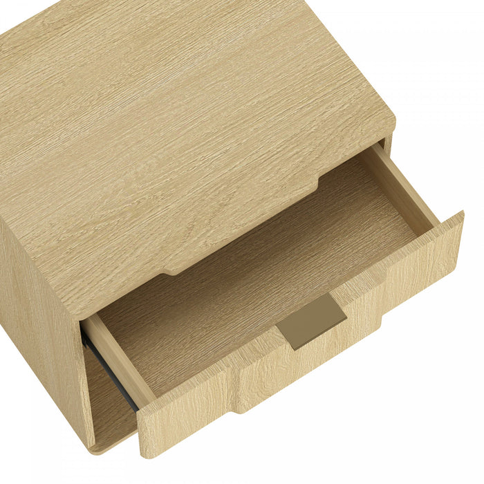 Clive Mid-Century Modern 22\" Nightstand in Natural Oak (1-Drawer)