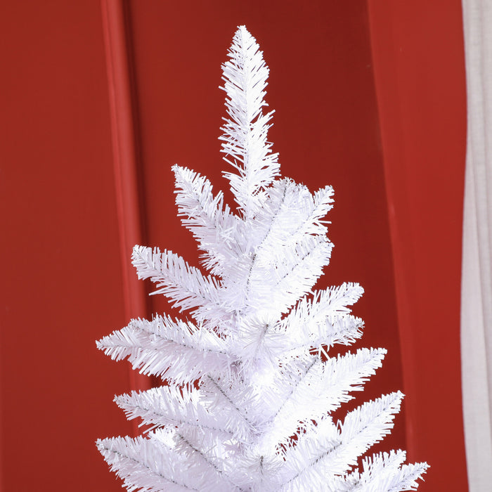 Homcom 6ft Tall Pencil Artificial Christmas Tree With Steel Base, White