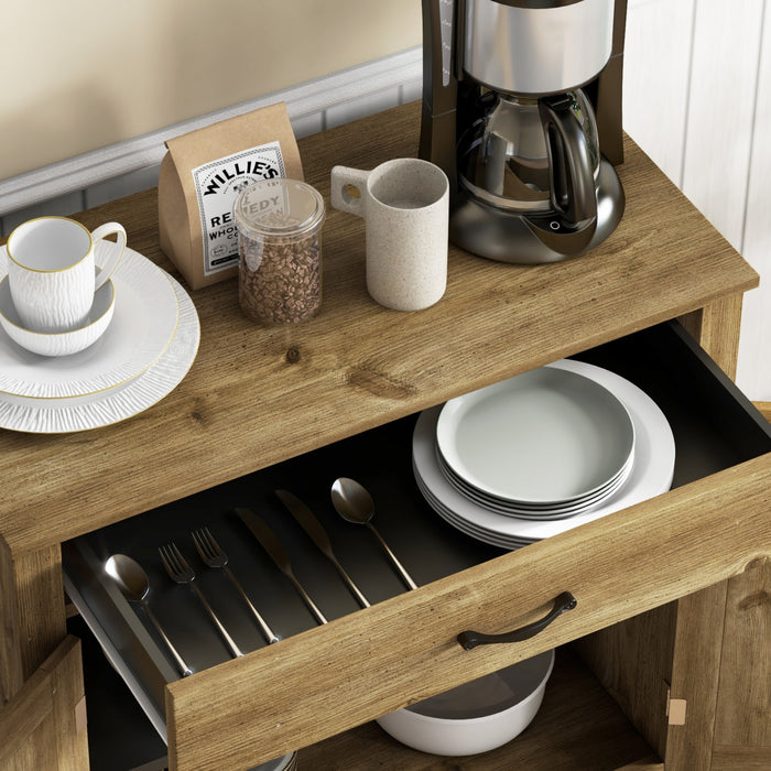 HOMCOM Farmhouse Sideboard, Buffet Cabinet with Barn Door, Nature Wood