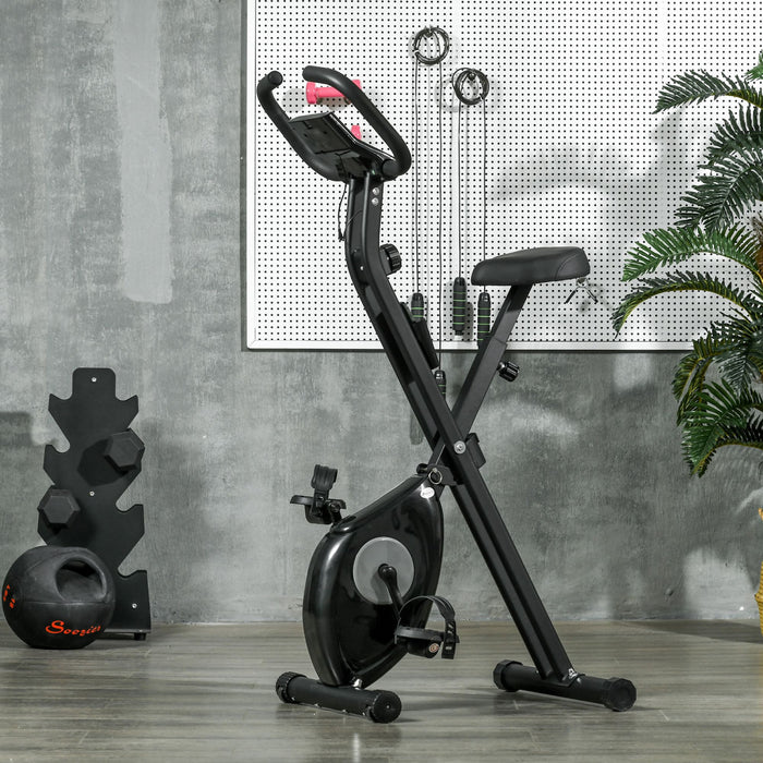 Soozier Foldable Exercise Bike With 8-level Magnetic Resistance, Black
