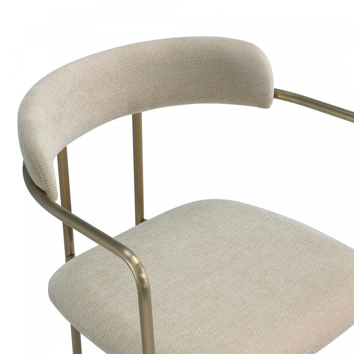Serene Mid-Century Modern Metal Upholstered Dining Chair in Taupe