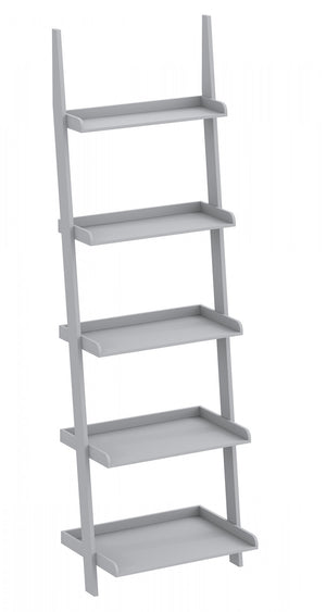 70” Wall Shelf 5-tier Storage Unit With Framed Borders – Light Grey