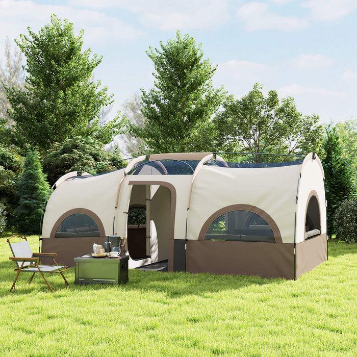 Outsunny 4-6 Person Camping Tent, 3000mm Waterproof And Upf30+, Khaki