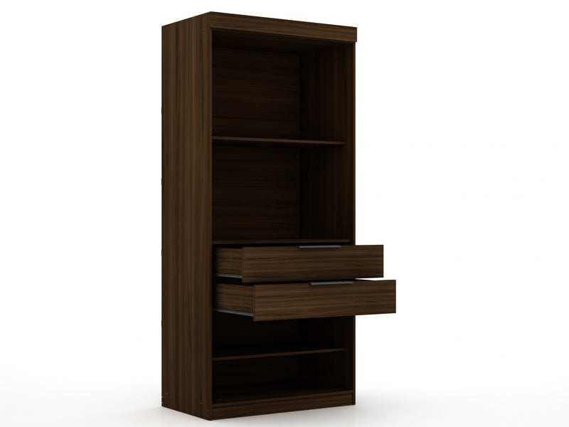 Mulberry Contemporary Modern 36\" Wardrobe Closet in Chestnut Brown - Set of 3