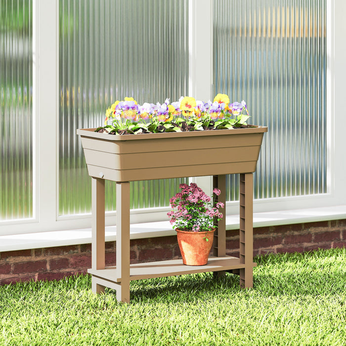 Outsunny 41L Self Watering Raised Garden Bed, Planter Box, Brown