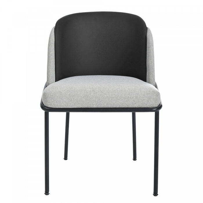 Olivia Set of 2 Modern Dining Chair with Slanted Legs and Adjustable Feet,Black&Gray
