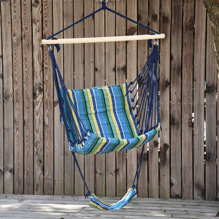 Outsunny Patio Hammock Chair, Hanging Hammock Padded Seat Air Deluxe Sky Swing With Footrest For Any Indoor Or Outdoor Spaces Camping Sleeping Reclining Chair